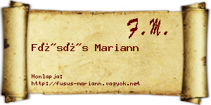 Füsüs Mariann névjegykártya